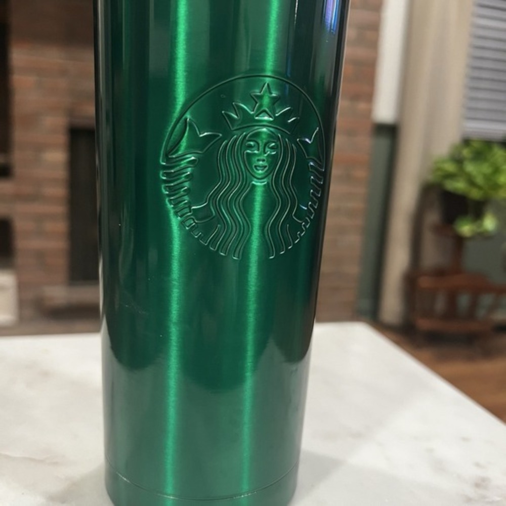 Starbucks Holiday 2020 Green Emerald 24oz Cold‎ Cup Tumbler Marble Wave - Picture 2 of 6